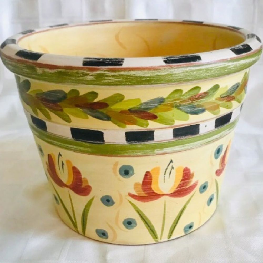 SLAH Enchanted Terra Cotta Flower Pot Handpainted